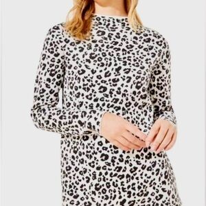 LOFT Black & White Leopard Animal Print Mockneck Sweater Size S